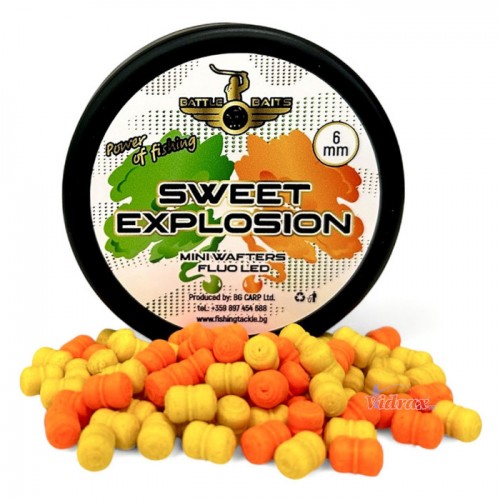 Пушещи Дъмпели Mini Wafters Fluo Led 6 мм Sweet Explosion (сладка експлозия) BB0746 - Battle Baits Пушещи Дъмпели Mini Wafters Fluo Led 6 мм Sweet Explosion (сладка експлозия) BB0746 - Battle Baits